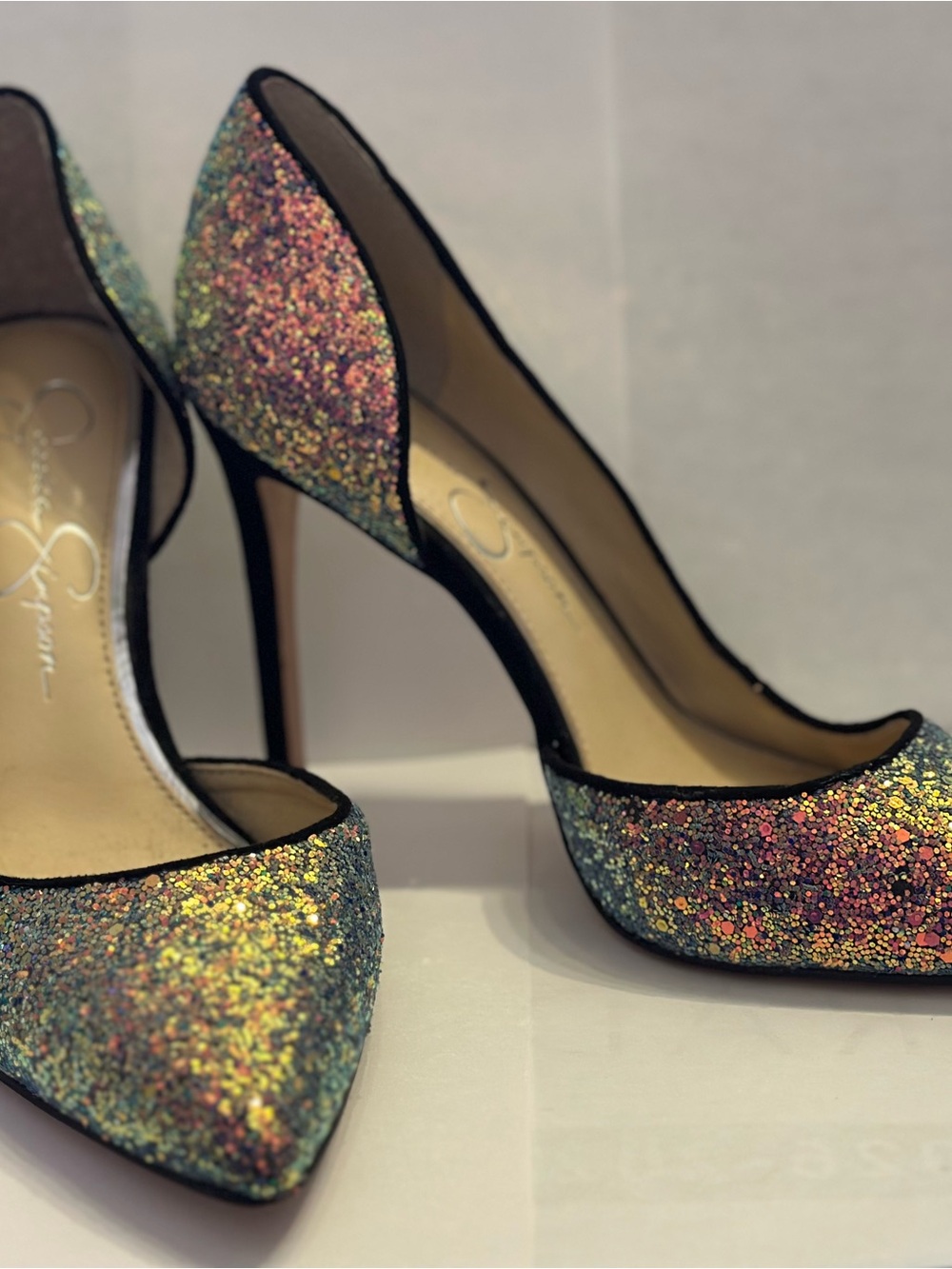 Jessica Simpson Glitter D’Orsay Pumps Heels Multicolor Size 7.5